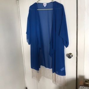 Lularoe Monroe L blue/white NWT